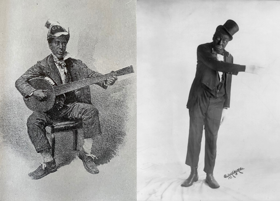 Edwin Pearce Christy (left), a Blackface minstrelsy star of the 19th century, and Black Bahamian immigrant Bert Williams (right)