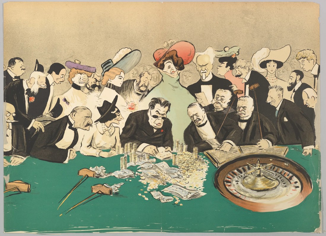 La Roulette in the Casino, from Monte-Carlo, 2nd Serie (ca. 1910) by Georges Goursat [Sem] (1863-1934). Source: metmuseum.org