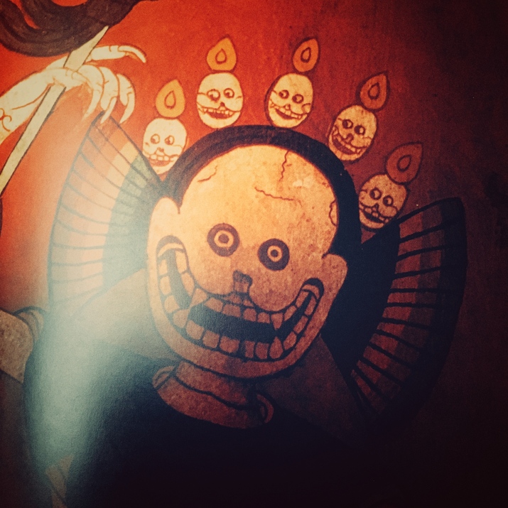 The lord of the graves, painted on a door of a temple in Kathmandu. original photo by Thomas L. Kelly